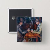 Badge Carré 5 Cm Paul Cezanne - Les Joueurs De Cartes (Devant & derrière)