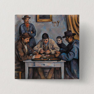 Badge Carré 5 Cm Paul Cézanne - Les Joueurs de cartes