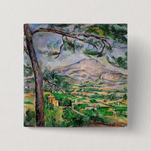 Badge Carré 5 Cm Paul Cezanne - Mont Sainte-Victoire et Grand Pin