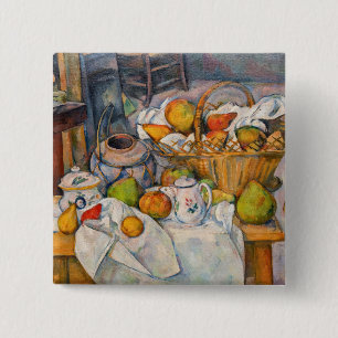 Badge Carré 5 Cm Paul Cezanne - Nature morte avec panier