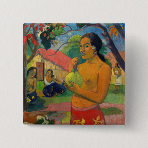 Badge Carré 5 Cm Paul Gauguin - Femme tenant un fruit