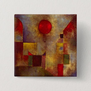 Badge Carré 5 Cm Paul Klee Red Balloon Abstrait Art Coloré 