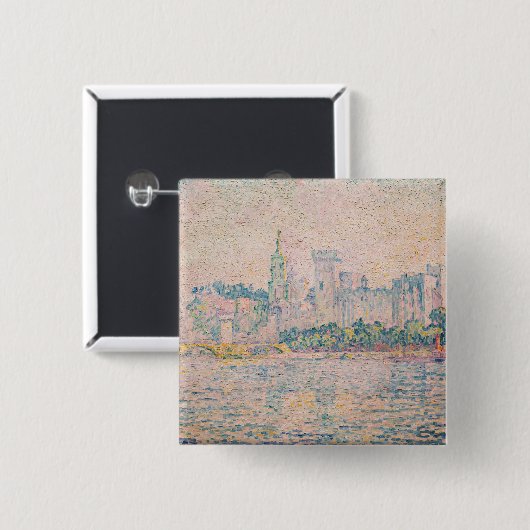 Badge Carré 5 Cm Paul Signac - Avignon, matin (Devant & derrière)