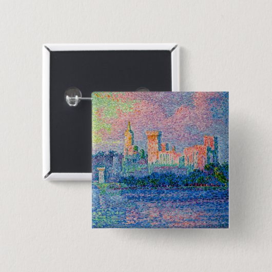 Badge Carré 5 Cm Paul Signac - Le Palais Pape, Avignon (Devant & derrière)