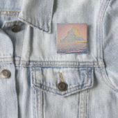 Badge Carré 5 Cm Paul Signac - Mont Saint Michel Fog et Soleil (En situation)