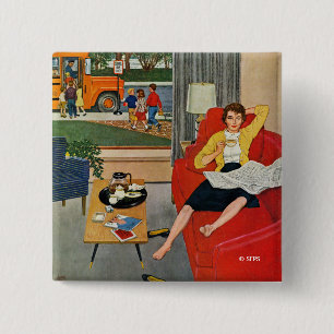 Badge Carré 5 Cm Pause-café de matin