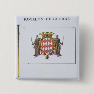 Badge Carré 5 Cm Pavillon de Guerre, détail des drapeaux du Monaco
