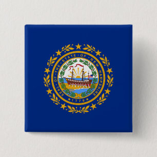 Badge Carré 5 Cm Pavillon d'État du New Hampshire