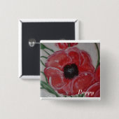 Badge Carré 5 Cm Pavot (Devant & derrière)