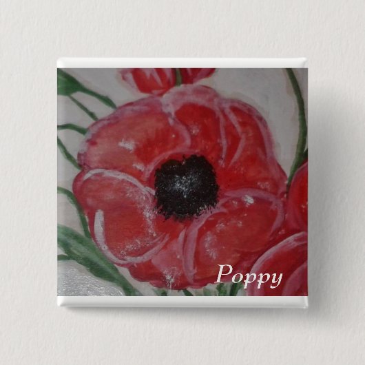 Badge Carré 5 Cm Pavot (Devant)