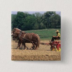 Badge Carré 5 Cm Pays Amish gens simples dans l'agriculture avec