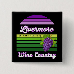 Badge Carré 5 Cm Pays du vin de Livermore Raisins rayures violettes