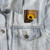 Badge Carré 5 Cm Pays Sunflower Mariage Ouest (En situation)