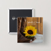 Badge Carré 5 Cm Pays Sunflower Mariage Ouest (Devant & derrière)