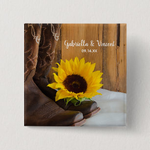 Badge Carré 5 Cm Pays Sunflower Mariage Ouest