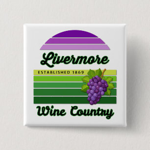 Badge Carré 5 Cm Pays viticole de Livermore Raisins rayures violett