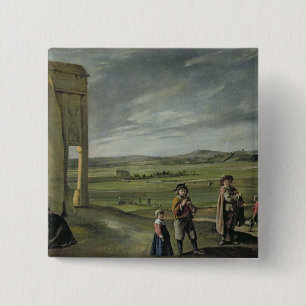 Badge Carré 5 Cm Paysage avec les paysans, c.1640