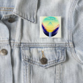 Badge Carré 5 Cm Paysage de cascade (En situation)
