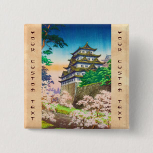 Badge Carré 5 Cm Paysage de hanga de tibia de château de Tsuchiya
