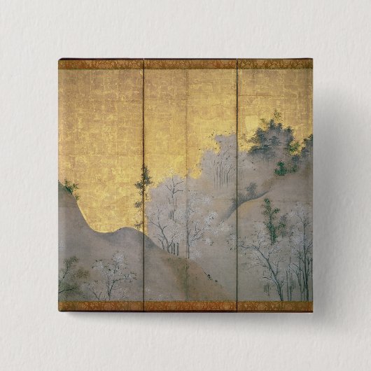Badge Carré 5 Cm Paysage de ressort (Devant)