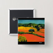 BADGE CARRÉ 5 CM PAYSAGE DE TOSCANE AVEC DÉBORDEMENT (Devant & derrière)