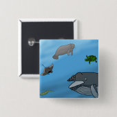 Badge Carré 5 Cm Paysage marin d'imaginaire (Devant & derrière)