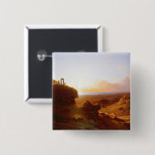 Badge Carré 5 Cm Paysage romantique, 1860 (Devant & derrière)