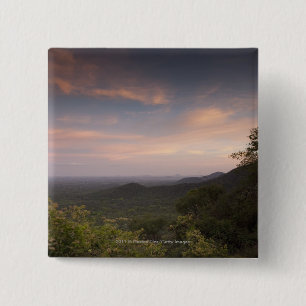 Badge Carré 5 Cm Paysage sous un coucher du soleil