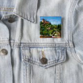 BADGE CARRÉ 5 CM PAYSAGE TOSCANE 3 (En situation)