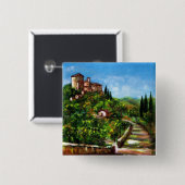 BADGE CARRÉ 5 CM PAYSAGE TOSCANE 3 (Devant & derrière)