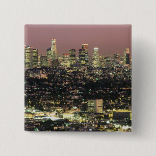 Badge Carré 5 Cm Paysage urbain de Los Angeles la nuit