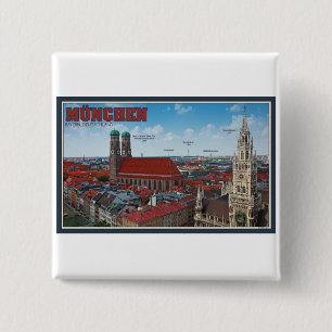 Badge Carré 5 Cm Paysage urbain de Munich