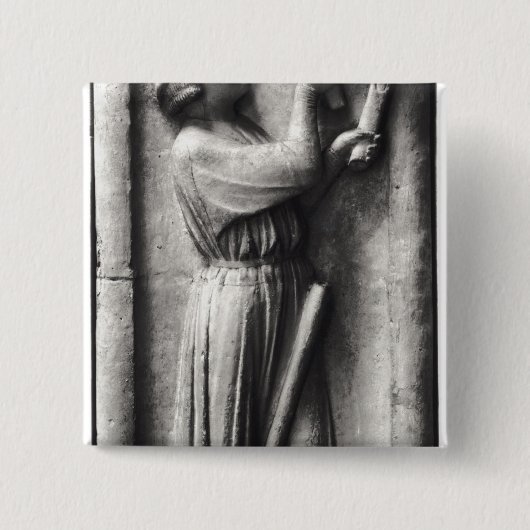 Badge Carré 5 Cm Paysan affilant sa faux pour (Devant)