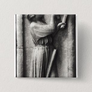 Badge Carré 5 Cm Paysan affilant sa faux pour