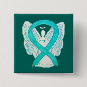 Badge Carré 5 Cm PCOS Sensibilisation Ruban Angle personnalisé Art