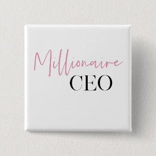 Badge Carré 5 Cm PDG de minima millionnaire moderne   Rose Et Noir
