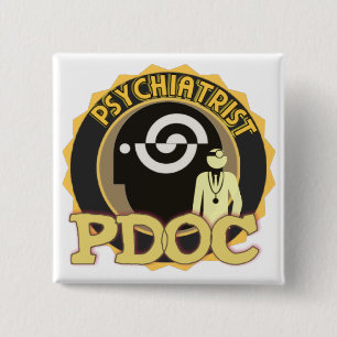 BADGE CARRÉ 5 CM PDOC LOGO PSYCHIATRIST