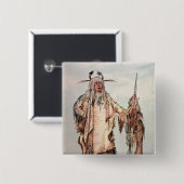 Badge Carré 5 Cm Pe-Toh-Pipi-Baiser indien Blackfoot, les nervures (Devant & derrière)