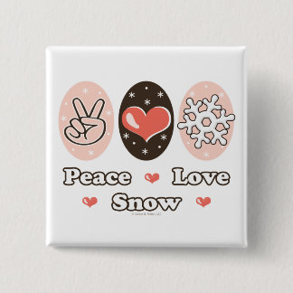 Badge Carré 5 Cm Peace Love Snow Flake Button