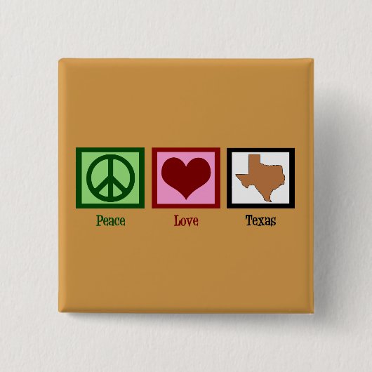 Badge Carré 5 Cm Peace Love Texas (Devant)