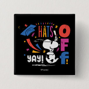 Badge Carré 5 Cm Peanuts Snoopy Chapeau pour votre remise de diplôm