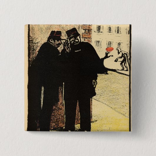 Badge Carré 5 Cm Peau de deux policiers de l'épouse du commissaire (Devant)