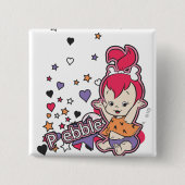 Badge Carré 5 Cm PEBBLES™ Coeur pourpre (Devant)