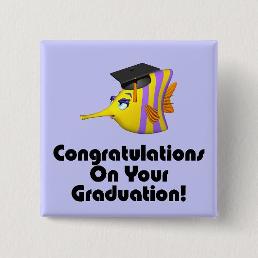 Badge Carré 5 Cm Pêche - (Devant)