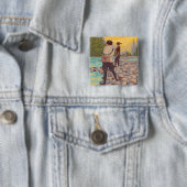 Badge Carré 5 Cm Pêche à la mouche - Wyoming (En situation)