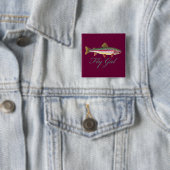 Badge Carré 5 Cm Pêche à la truite (En situation)