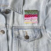 Badge Carré 5 Cm Pêche à la truite arc-en-ciel (En situation)