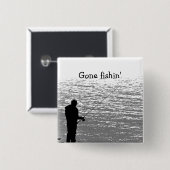 Badge Carré 5 Cm Pêche au lac (Devant & derrière)