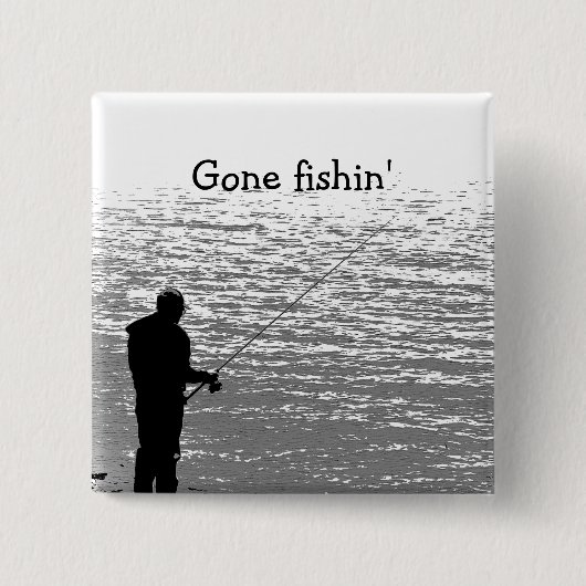 Badge Carré 5 Cm Pêche au lac (Devant)