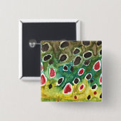 Badge Carré 5 Cm Pêche Brown à la truite (Devant & derrière)